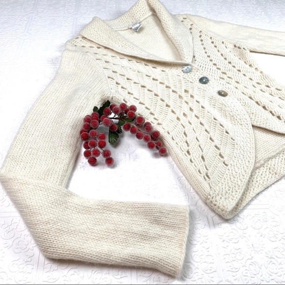 Evelyn Lambswool Cardigan Sweater SZ M - Picture 1 of 6